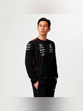 Mercedes AMG Petronas Black Crewneck Shirt with Teal Logo
